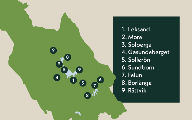 Aktiviteter med barn i dalarna. Karta.